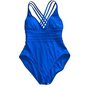 La Blanca Blue Strappy One-Piece Swimsuit sz 14